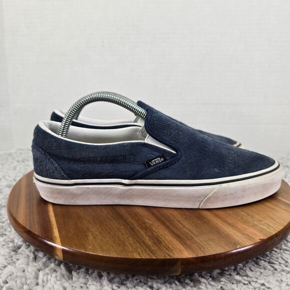 Vans Classic Slip On Deboss OTW Navy Suede Leather Casual Daily Sneaker Mens 8.5 - Picture 3 of 12